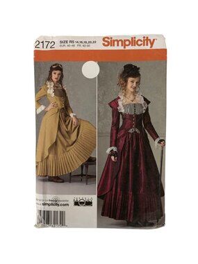 Simplicity 2172 Cosplay Steampunk Costume Coat Skirt Pattern Sz 14-22 CUT